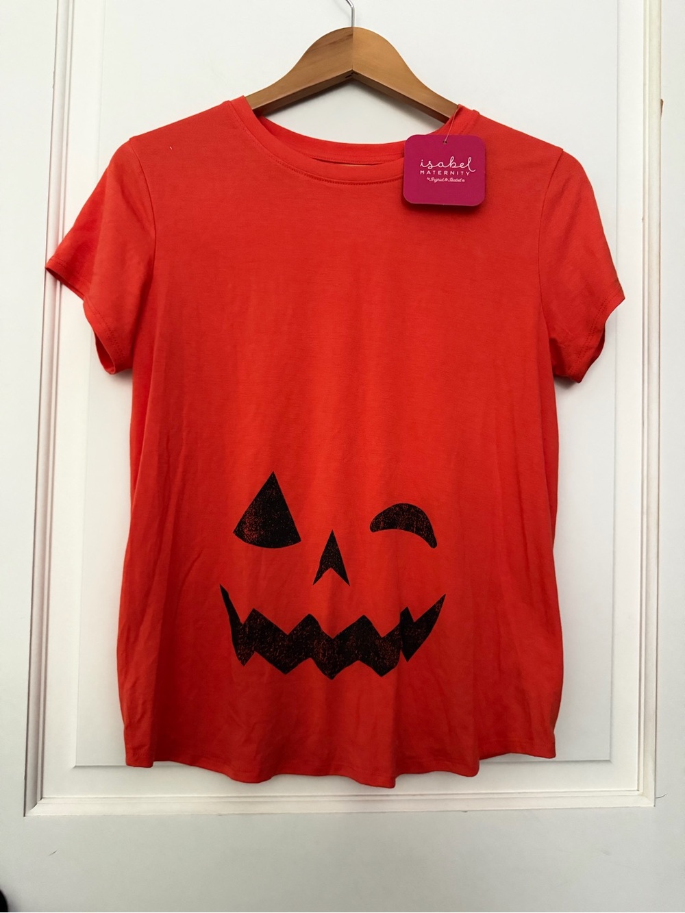 Isabel maternity jack-o-lantern pumpkin bump shirt size s new